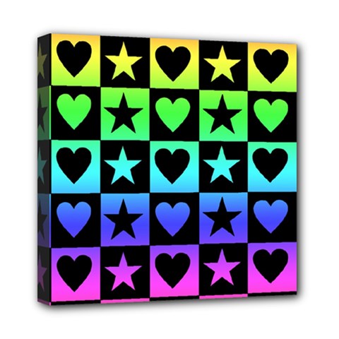 Rainbow Stars And Hearts Mini Canvas 8  X 8  (framed)