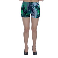 Green Urban Graffiti Skinny Shorts