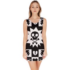 Goth Punk Skull Checkers Bodycon Dress by ArtistRoseanneJones