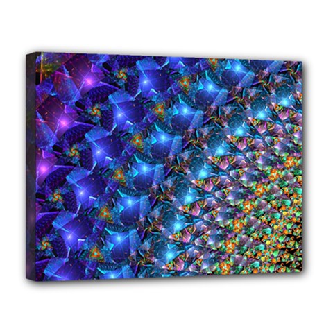 Blue Sunrise Fractal Canvas 14  X 11  (stretched) by KirstenStar