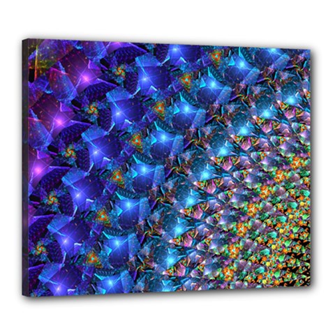 Blue Sunrise Fractal Canvas 24  X 20  (stretched) by KirstenStar