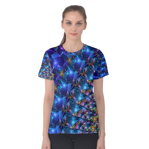 Blue Sunrise Fractal Women s Cotton Tee by KirstenStar