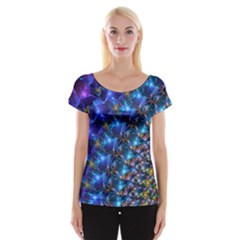 Blue Sunrise Fractal Women s Cap Sleeve Top by KirstenStar