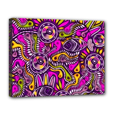 Purple Tribal Abstract Fish Canvas 14  X 11  (framed) by KirstenStar