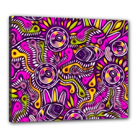 Purple Tribal Abstract Fish Canvas 24  X 20  (framed) by KirstenStar