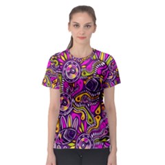 Purple Tribal Abstract Fish Women s Sport Mesh Tee