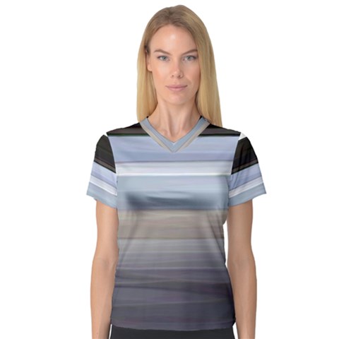 Painted Pompey Beach Women s V-neck Sport Mesh Tee by DeneWestUK