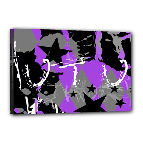 Purple Scene Kid Canvas 18  X 12  (framed) by ArtistRoseanneJones