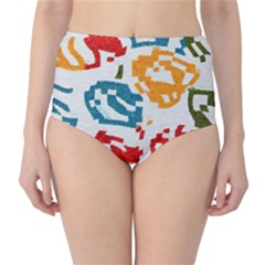 Colorful Paint Stokes High-waist Bikini Bottoms