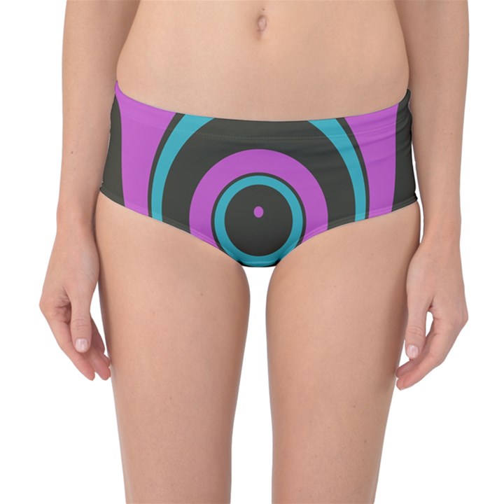 Distorted concentric circles Mid-Waist Bikini Bottoms