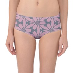 Pink Flowers Pattern Mid-waist Bikini Bottoms by LalyLauraFLM