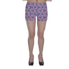 Pink Flowers Pattern Skinny Shorts by LalyLauraFLM