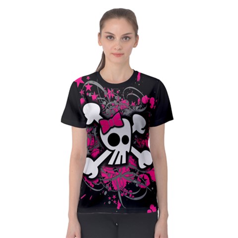 Girly Skull And Crossbones Women s Sport Mesh Tee by ArtistRoseanneJones