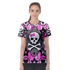 Pink Bow Skull Women s Sport Mesh Tee