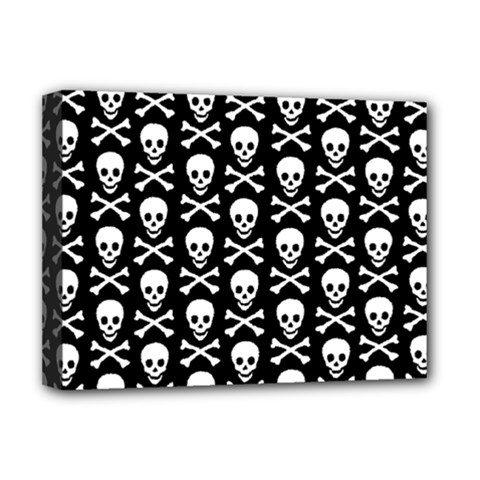 Skull And Crossbones Pattern Deluxe Canvas 16  X 12  (framed)  by ArtistRoseanneJones