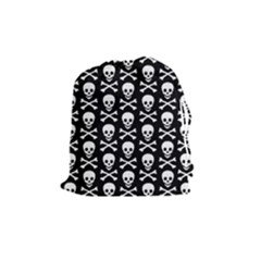 Skull And Crossbones Pattern Drawstring Pouch (medium) by ArtistRoseanneJones