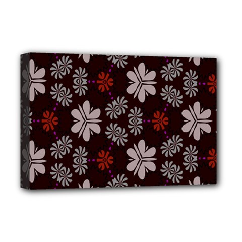 Floral Pattern On A Brown Background Deluxe Canvas 18  X 12  (stretched) by LalyLauraFLM