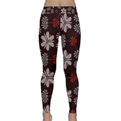 Floral Pattern On A Brown Background Yoga Leggings by LalyLauraFLM