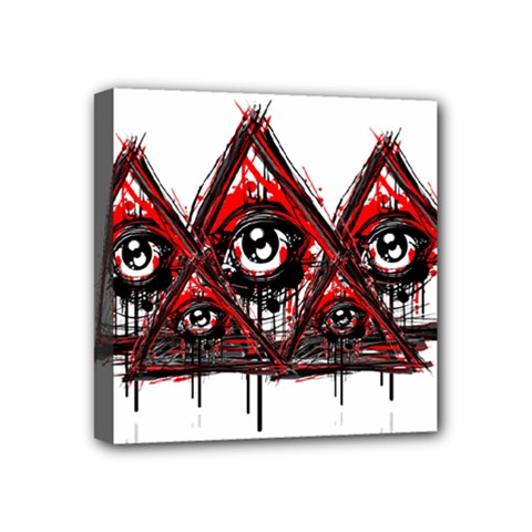 Red White Pyramids Mini Canvas 4  X 4  (framed) by teeship