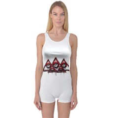 Red White Pyramids One Piece Boyleg Swimsuit