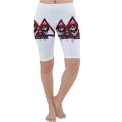 Red White Pyramids Cropped Leggings  by teeship