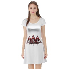 Red White Pyramids Short Sleeve Skater Dress