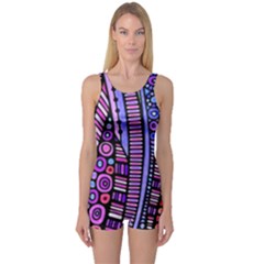 Stained Glass Tribal Pattern One Piece Boyleg Swimsuit by KirstenStar