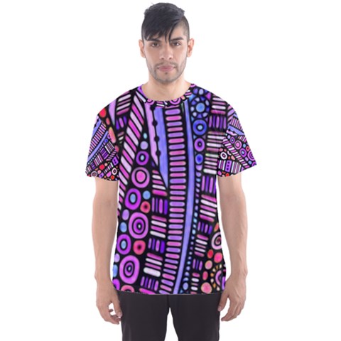 Stained Glass Tribal Pattern Men s Sport Mesh Tee by KirstenStar