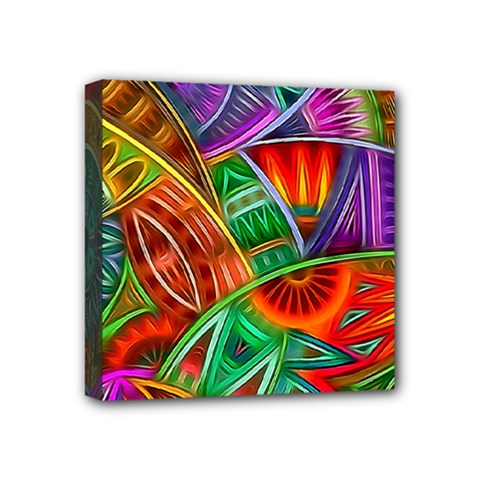 Happy Tribe Mini Canvas 4  X 4  (framed) by KirstenStar