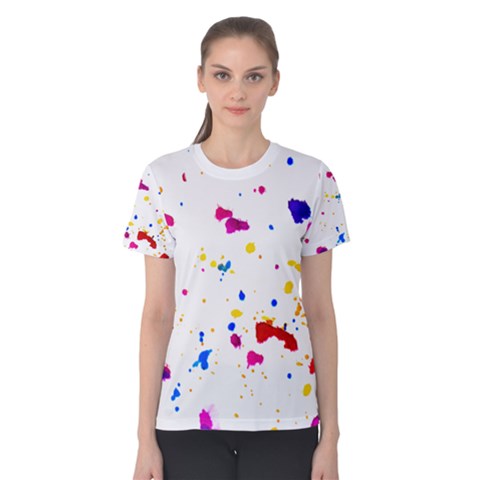 Multicolor Splatter Abstract Print Women s Cotton Tee by dflcprintsclothing