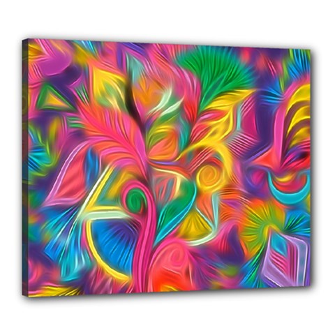 Colorful Floral Abstract Painting Canvas 24  X 20  (framed) by KirstenStar