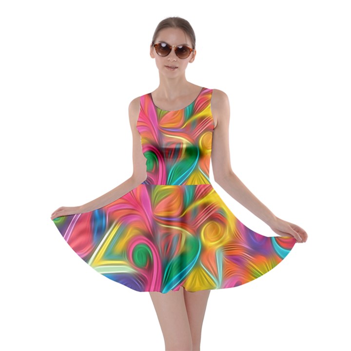 Colorful Floral Abstract Painting Skater Dress