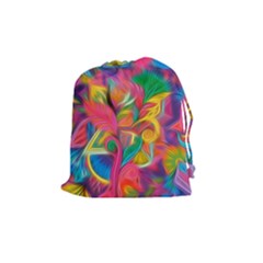 Colorful Floral Abstract Painting Drawstring Pouch (medium) by KirstenStar