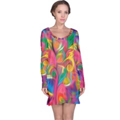 Colorful Floral Abstract Painting Long Sleeve Nightdress by KirstenStar