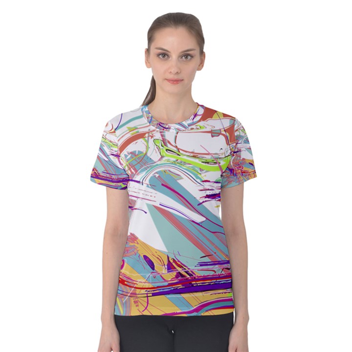 BEZIER SPLATTERS | Curved Splines combine carefully to form this colorful chaotic concept. Women s Cotton Tee