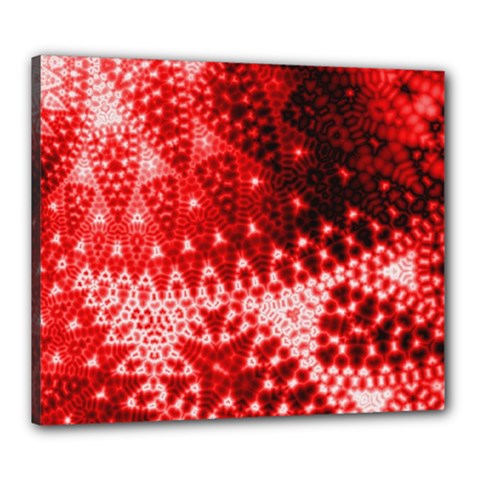 Red Fractal Lace Canvas 24  X 20  (framed) by KirstenStar