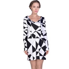 Shattered Life In Black & White Long Sleeve Nightdress