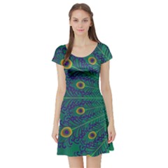 Peacock Emerald Short Sleeve Skater Dress by olgart