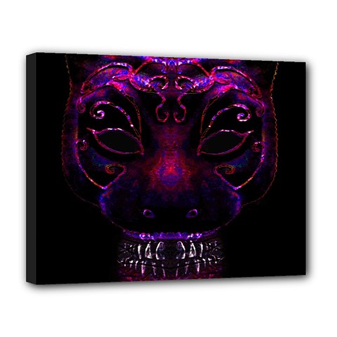 Creepy Cat Mask Portrait Print Canvas 14  X 11  (framed) by dflcprints