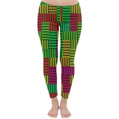 Colorful Stripes And Squares Winter Leggings