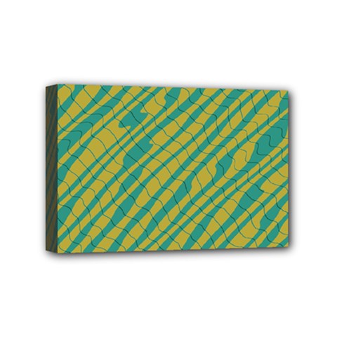 Blue Yellow Waves Mini Canvas 6  X 4  (stretched) by LalyLauraFLM