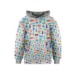 Blue Colorful Cats Silhouettes Pattern Kid s Pullover Hoodies