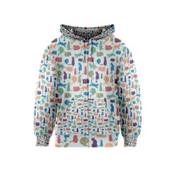 Blue Colorful Cats Silhouettes Pattern Kids Zipper Hoodies