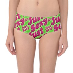 Just Sexy Quote Typographic Pattern Mid-waist Bikini Bottoms by dflcprintsclothing