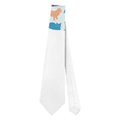 Blue Colorful Cats Silhouettes Pattern Neckties (one Side)  by Contest580383