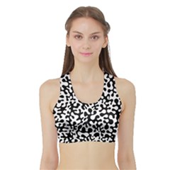 Black And White Blots  Women s Sports Bra With Border by KirstenStar