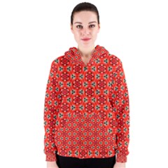 Lovely Orange Trendy Pattern  Women s Zipper Hoodies