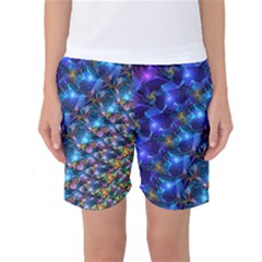 Blue Sunrise Fractal Women s Basketball Shorts by KirstenStar