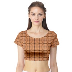 Faux Animal Print Pattern Short Sleeve Crop Top