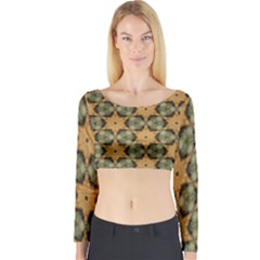 Faux Animal Print Pattern Long Sleeve Crop Top